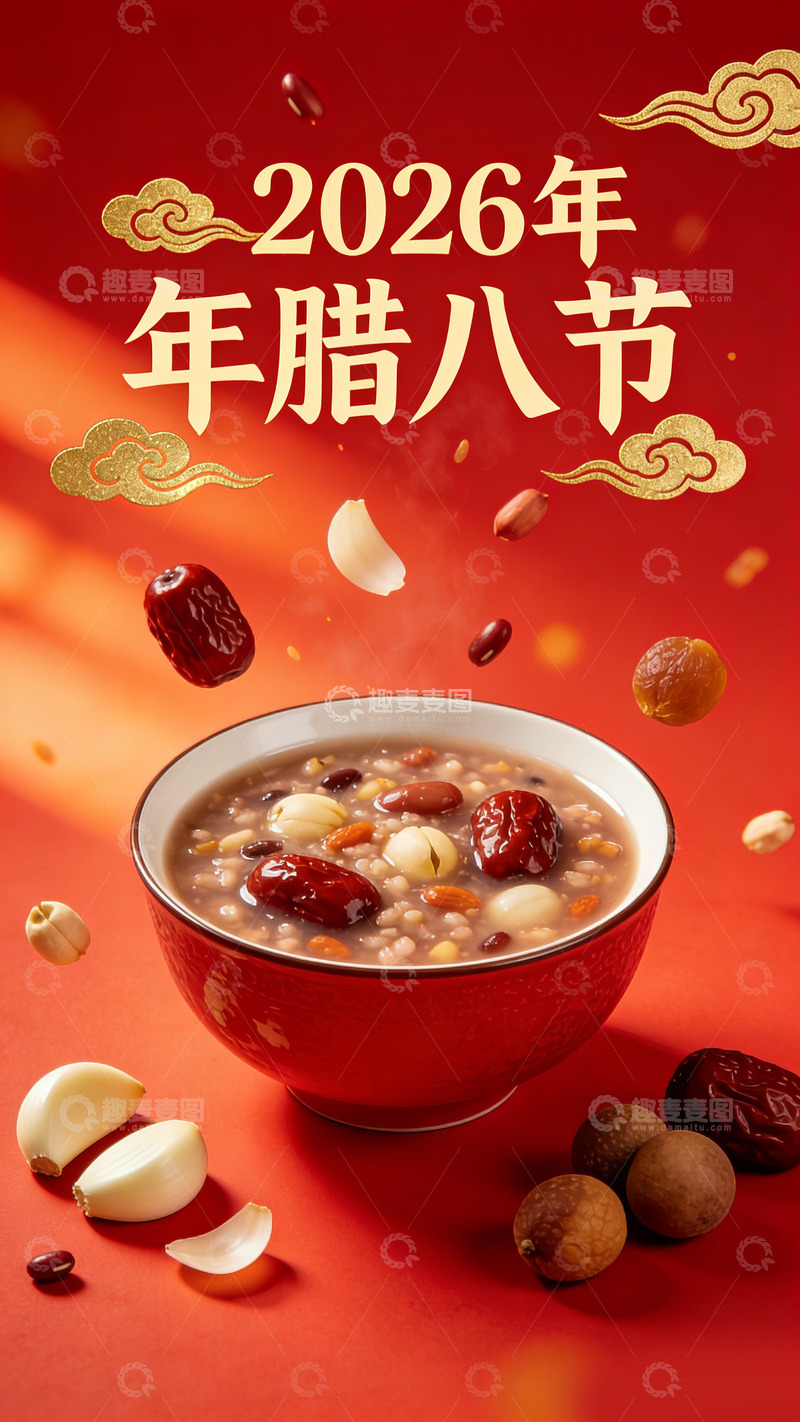 高清大图下载【趣麦麦图】腊八粥节庆宣传海报设计