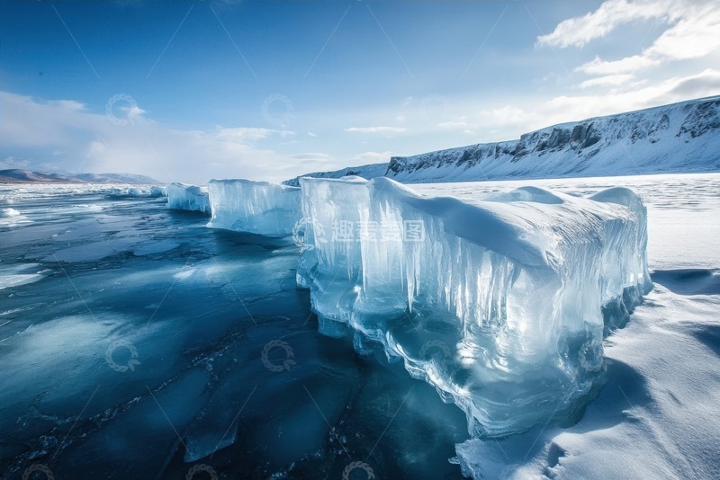 高清大图下载【趣麦麦图】-冰川河流冰块美景