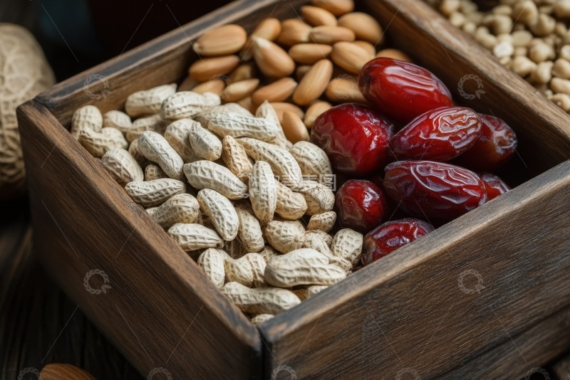 高清大图下载【趣麦麦图】木盒子里装的花生和红枣
