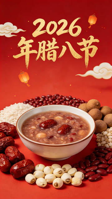 2026腊八节红豆粥庆祝海报