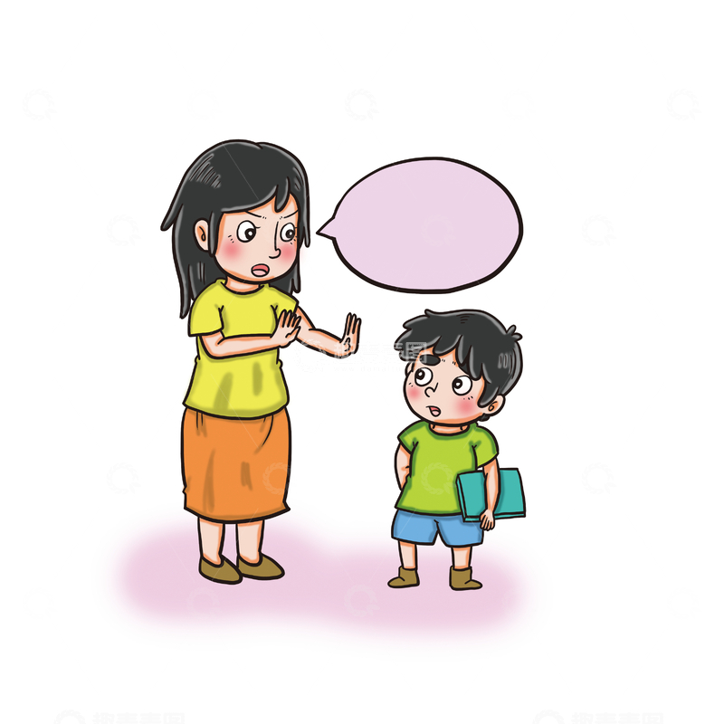 源文件下载【趣麦麦图】母子对话场景插画