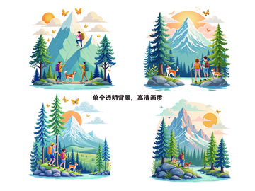 山水风光高清插画设计素材