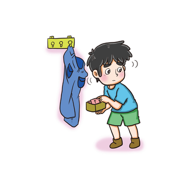 小男孩偷拿裤子里的钱插画