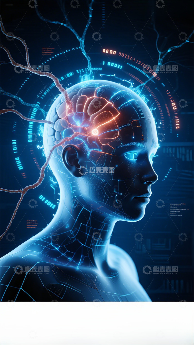 高清大图下载【趣麦麦图】科技风人脑数字化艺术图像