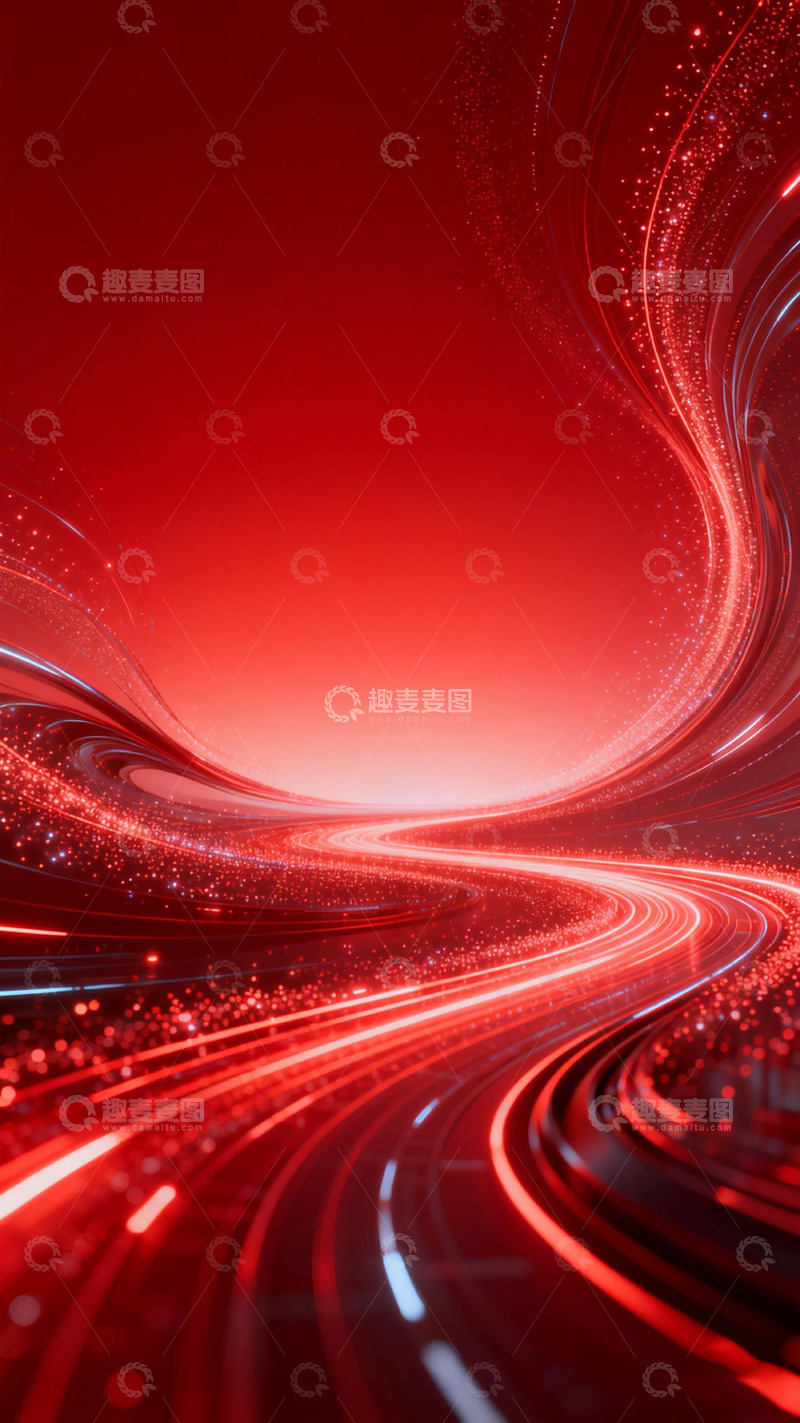 高清大图下载【趣麦麦图】红色科技光效背景