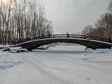 冬日雪景拱桥摄影