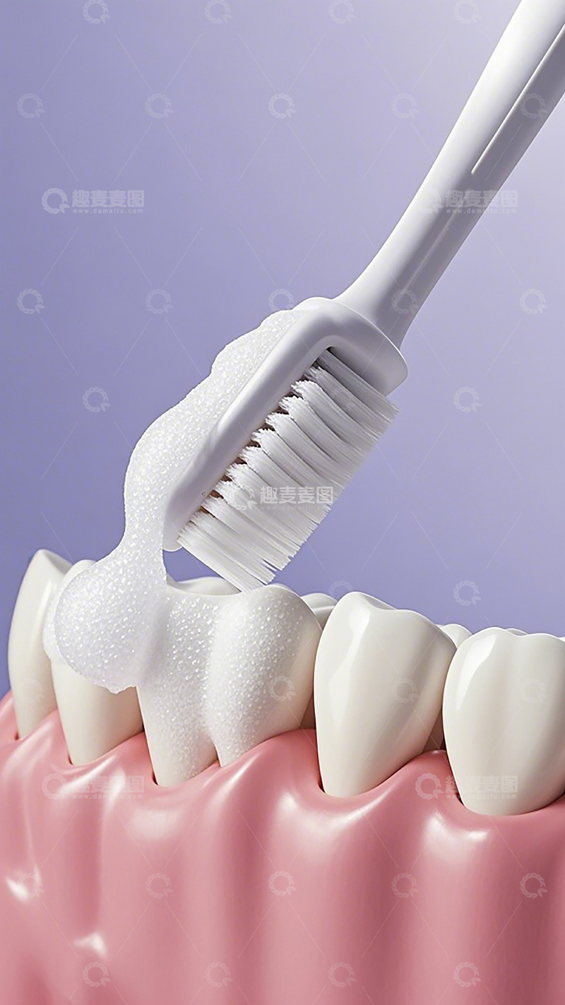 高清大图下载【趣麦麦图】牙刷清洁牙齿示意图