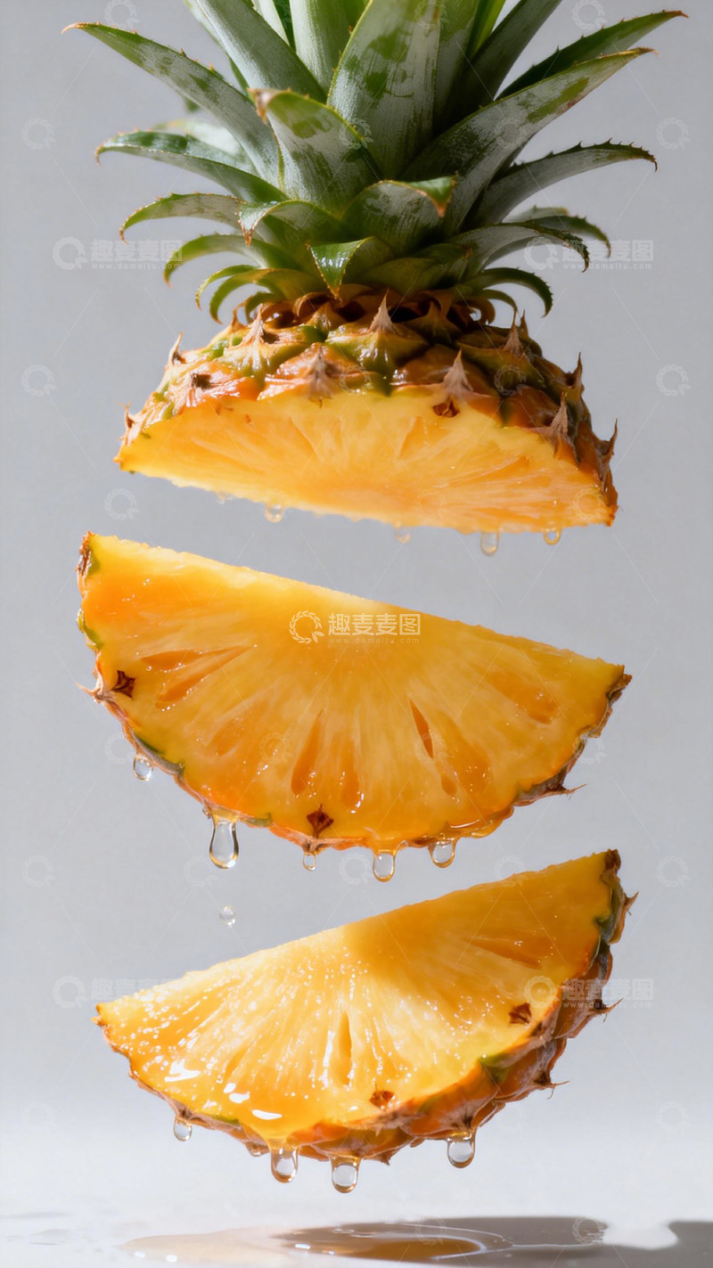 高清大图下载【趣麦麦图】悬浮菠萝切片摄影