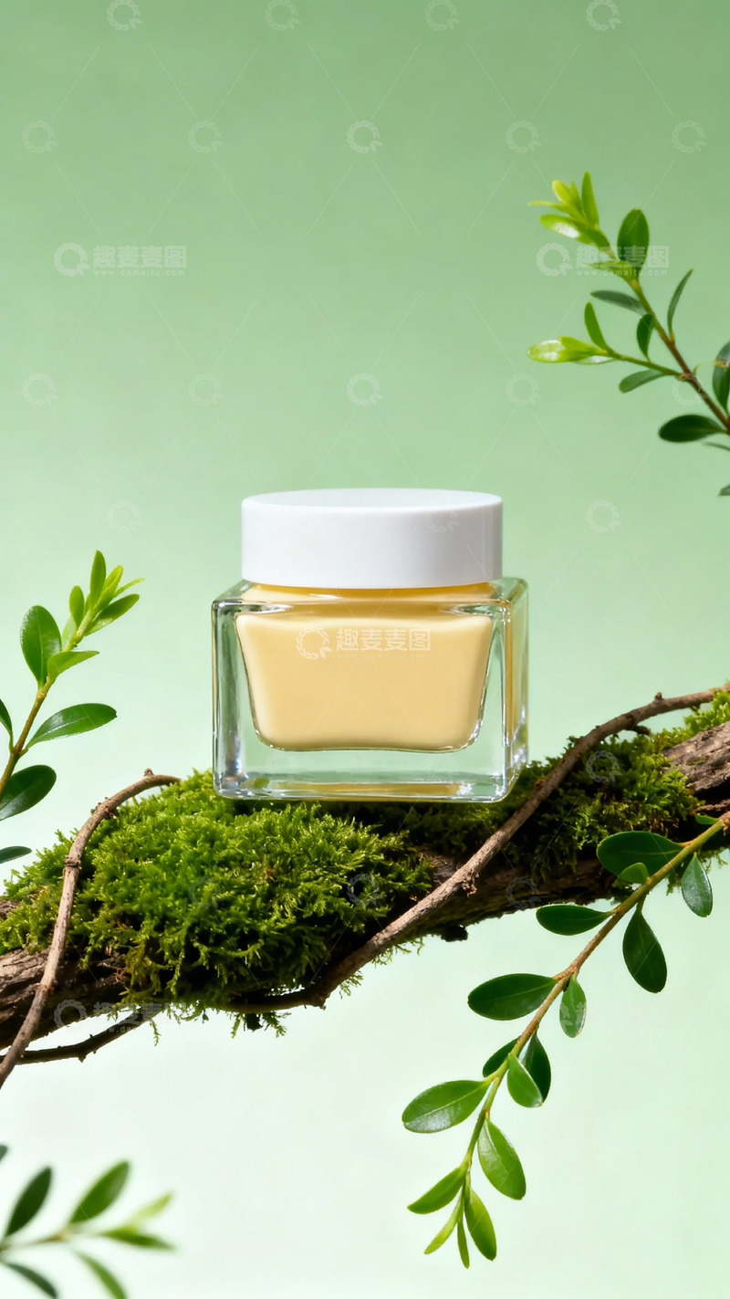 高清大图下载【趣麦麦图】自然风护肤品展示设计素材