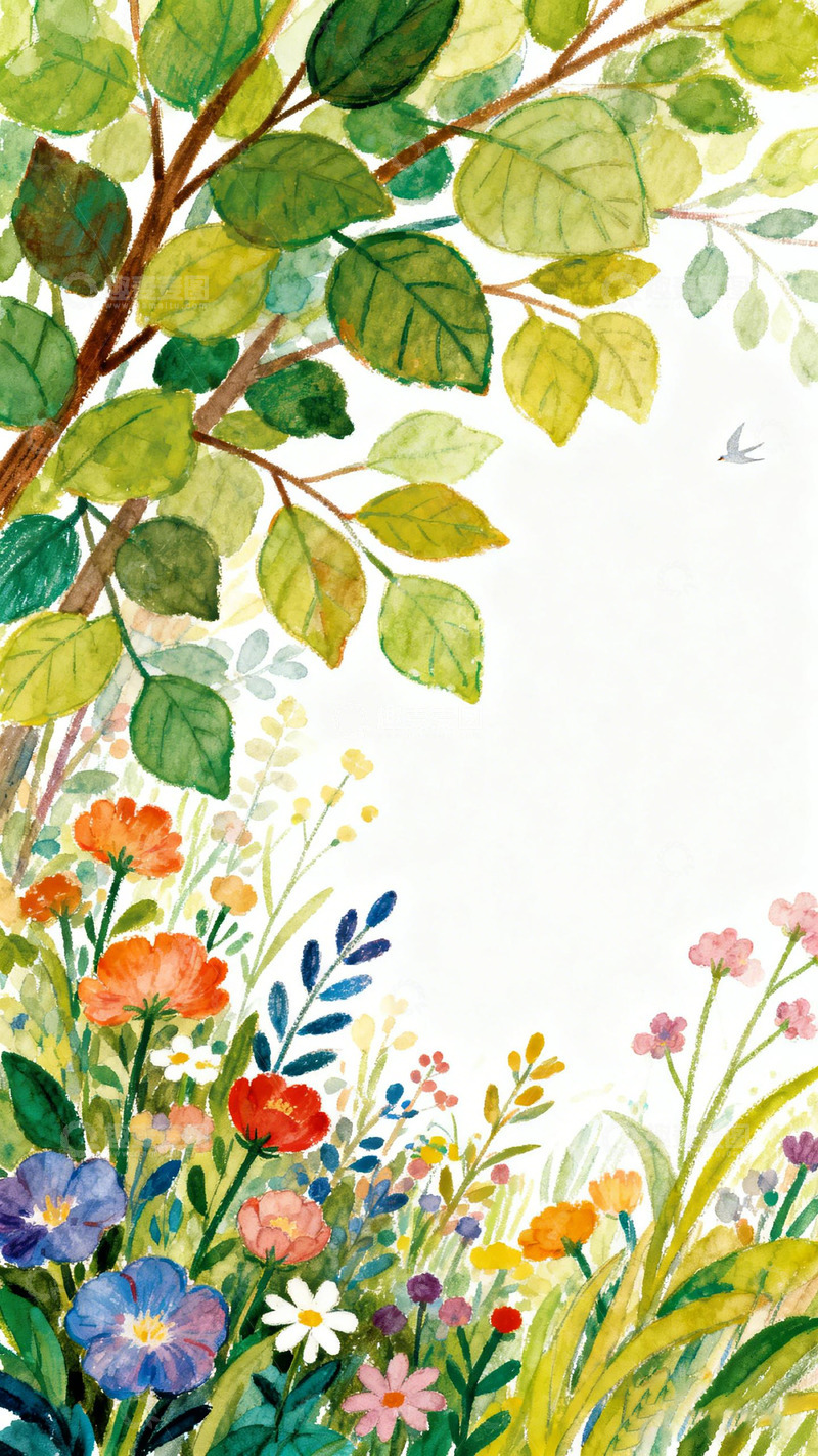 高清大图下载【趣麦麦图】水彩花卉风景装饰画