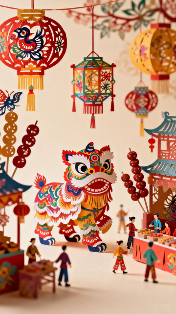 纸艺中国节庆场景