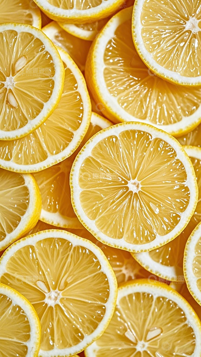 高清大图下载【趣麦麦图】鲜亮柠檬切片特写摄影
