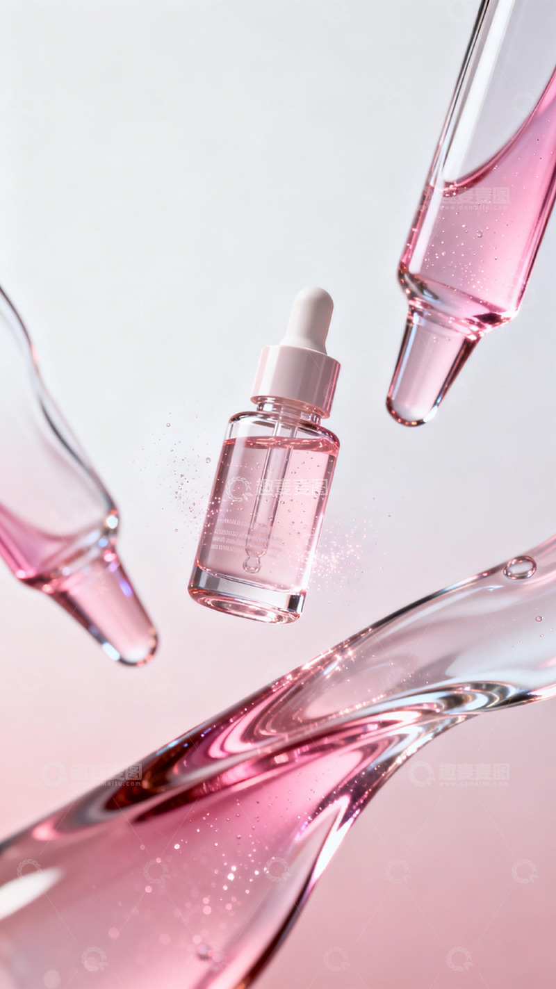 高清大图下载【趣麦麦图】粉色精华液美容产品摄影