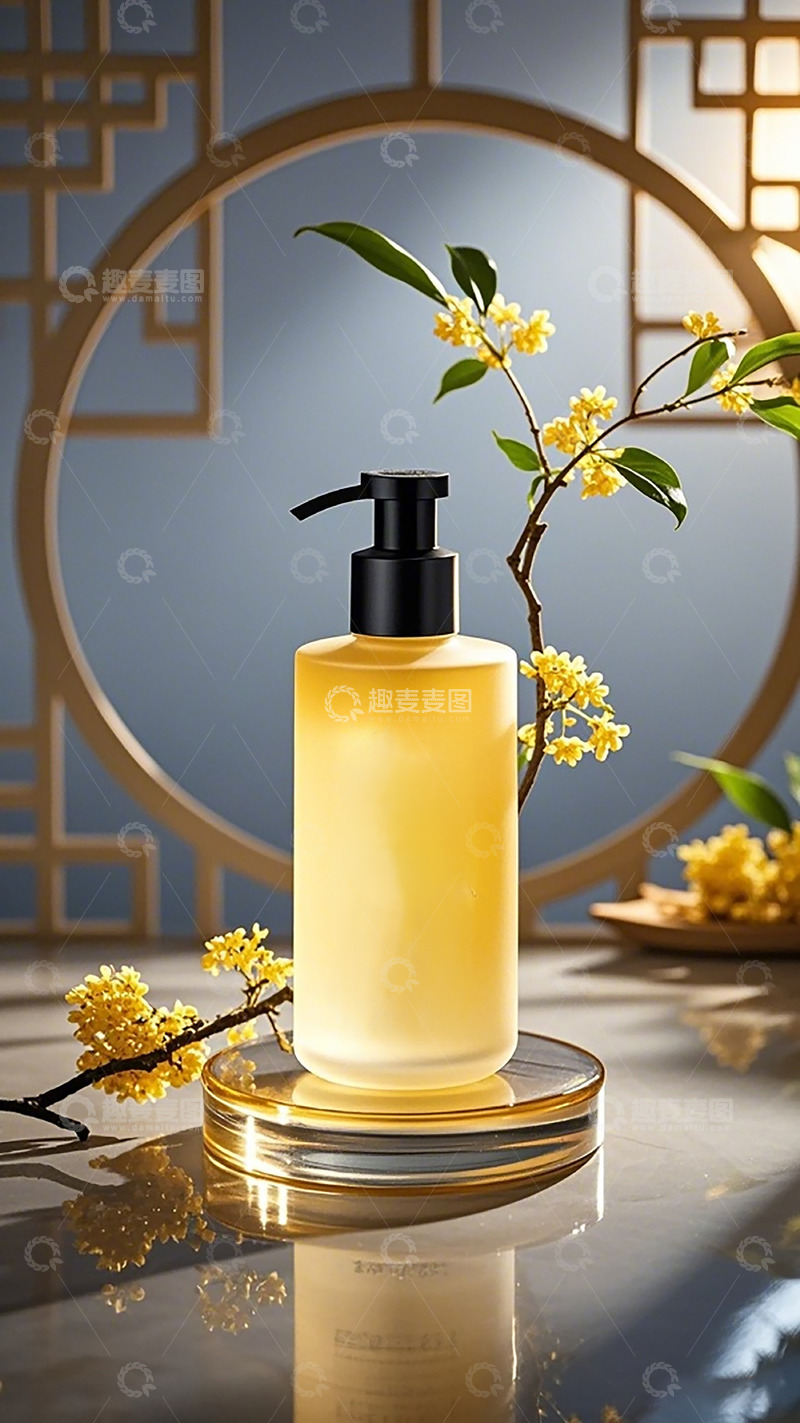高清大图下载【趣麦麦图】东方美学桂花洗手液展示图