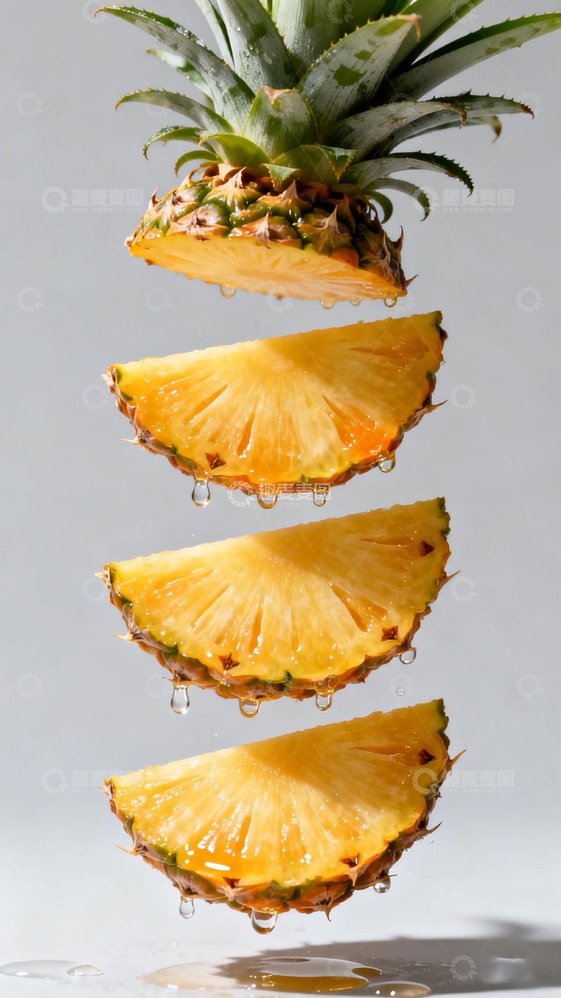 高清大图下载【趣麦麦图】悬浮菠萝切片美食摄影