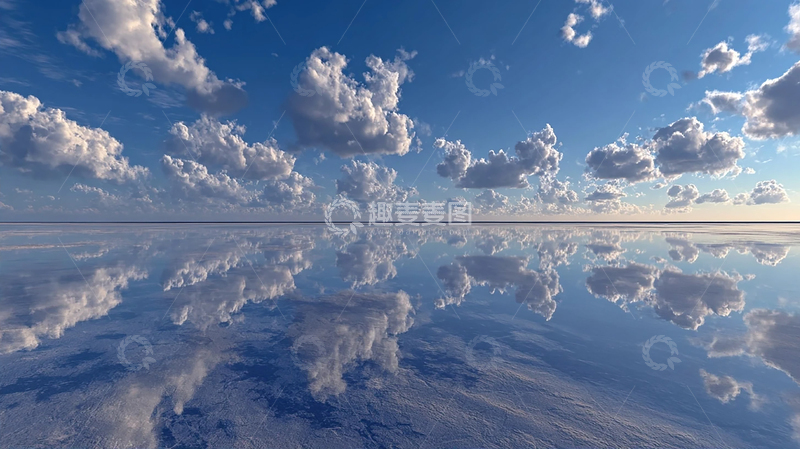高清大图下载【趣麦麦图】天空云朵倒映盐湖