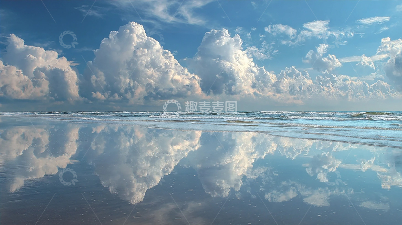 高清大图下载【趣麦麦图】海边蓝天白云景色