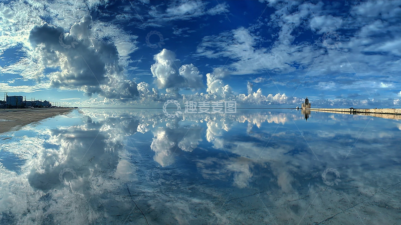 高清大图下载【趣麦麦图】大海平静如镜景色