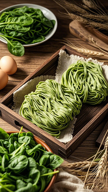 绿色面条制作展示