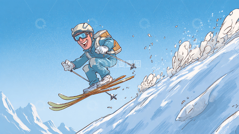 高清大图下载【趣麦麦图】滑雪运动员空中飞跃