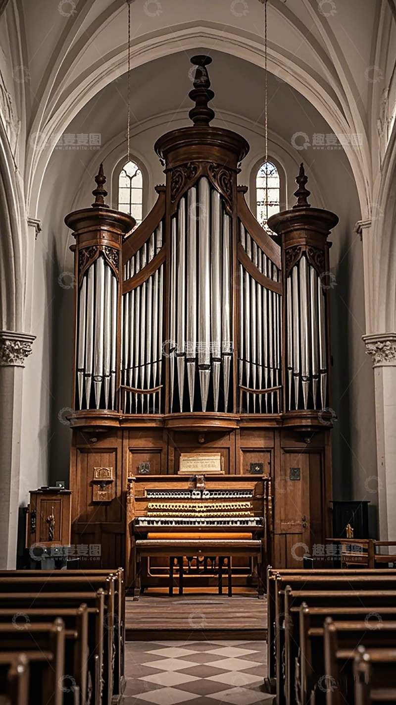 高清大图下载【趣麦麦图】教堂管风琴内部摄影