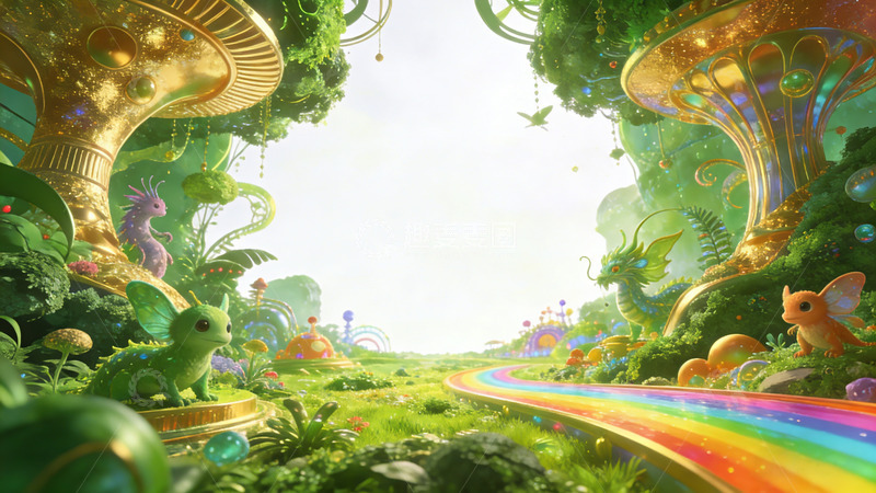 高清大图下载【趣麦麦图】梦幻森林彩虹路