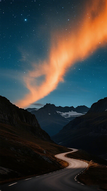 星空山路云彩风景摄影