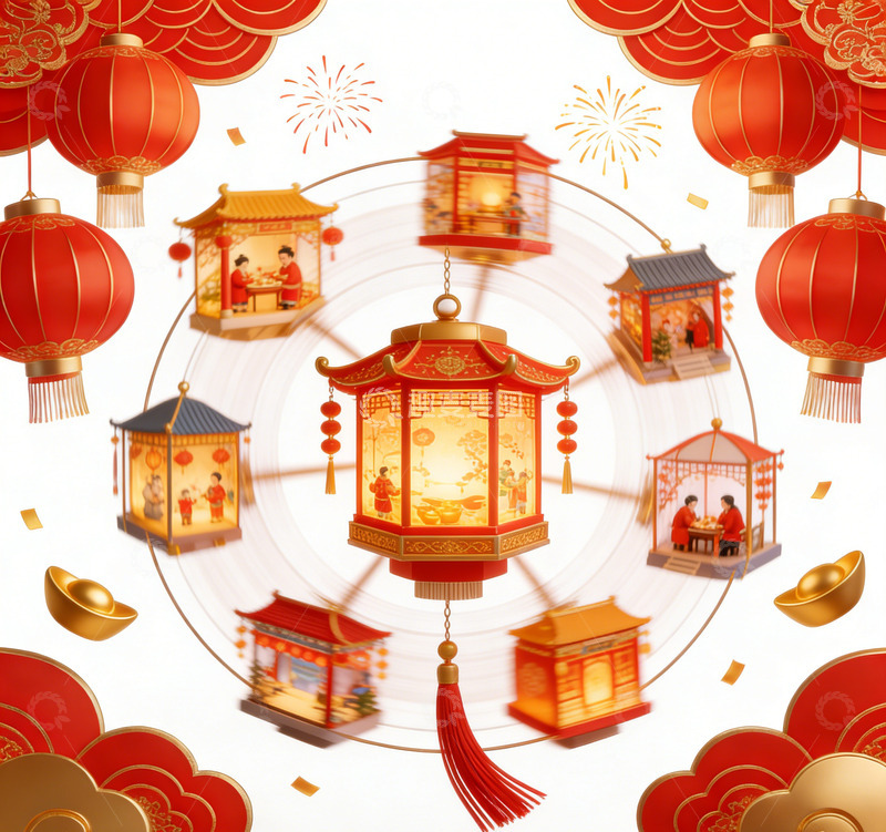 高清大图下载【趣麦麦图】春节灯笼喜庆装饰插画