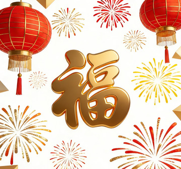 喜庆新年福字烟花图案