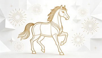 金色马踏烟花图案装饰设计