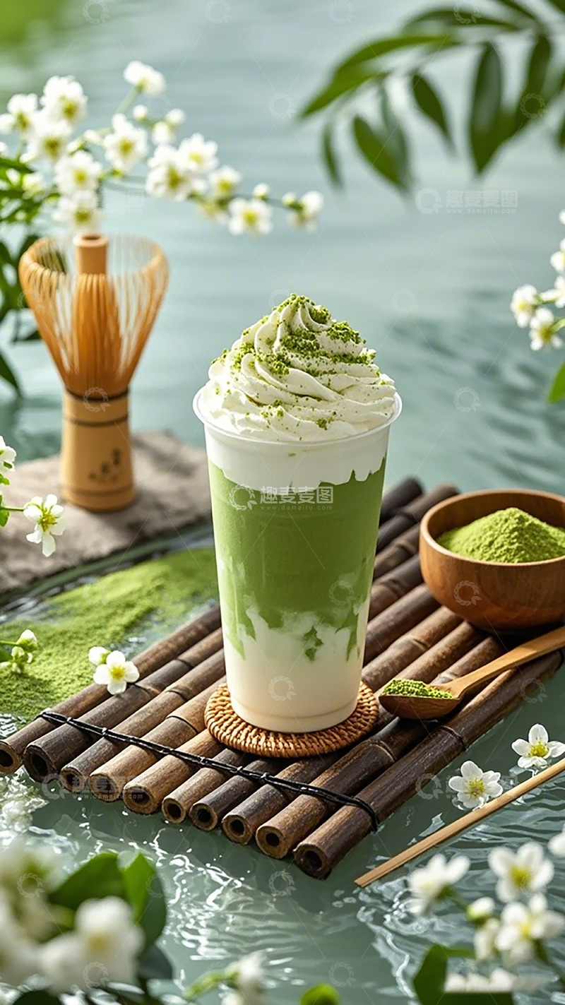 高清大图下载【趣麦麦图】抹茶饮品自然风光摄影图