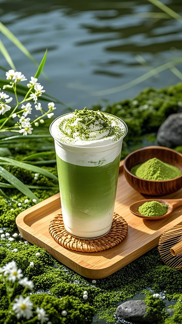 自然风抹茶饮品摄影图片