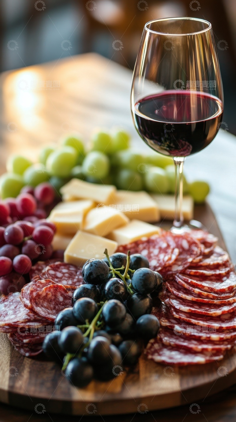 高清大图下载【趣麦麦图】腊肠和红酒葡萄美食