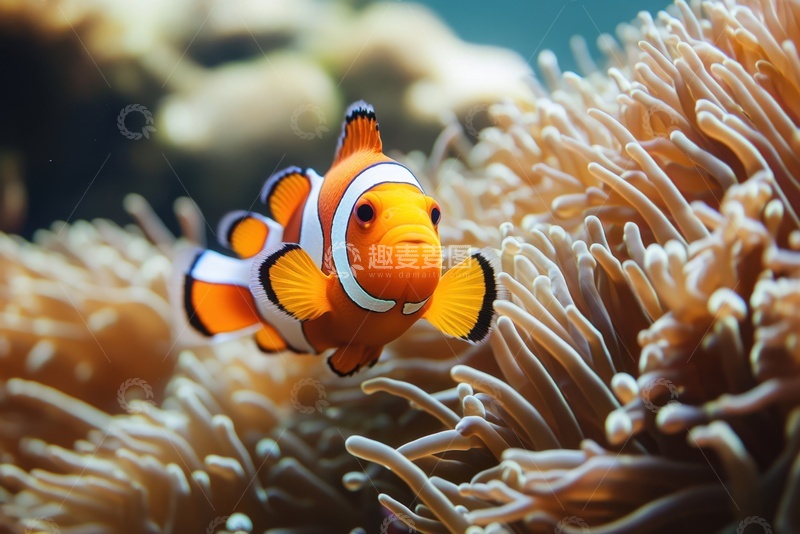 高清大图下载【趣麦麦图】珊瑚丛里的小丑鱼