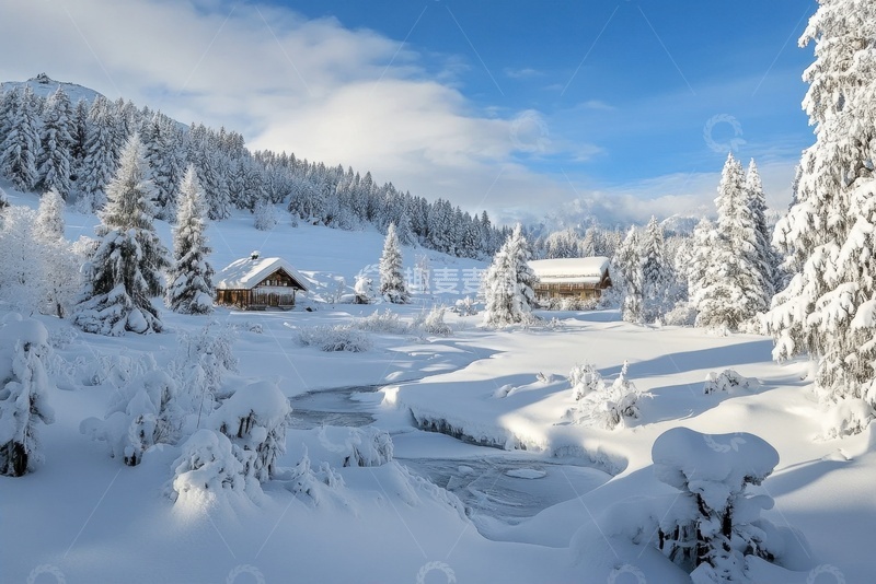 高清大图下载【趣麦麦图】冬季雪景树林自然美景