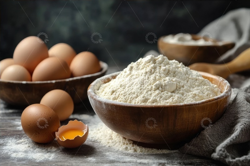 高清大图下载【趣麦麦图】-一碗白色的面粉鸡蛋