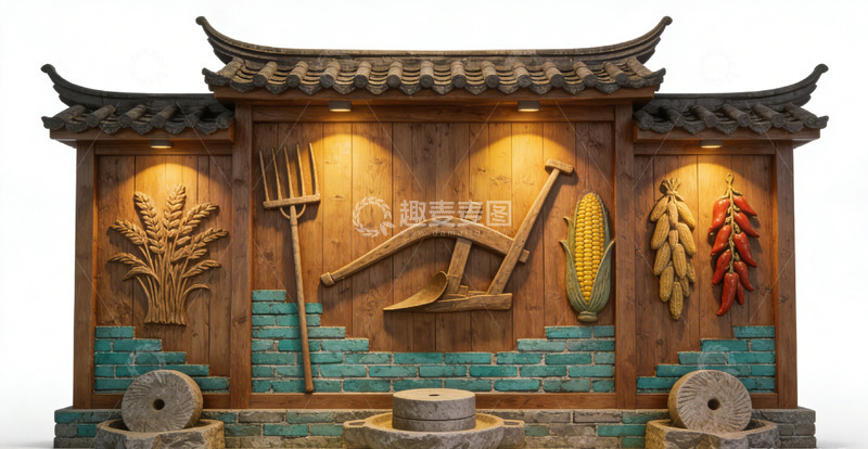 高清大图下载【趣麦麦图】传统农耕文化装饰墙绘