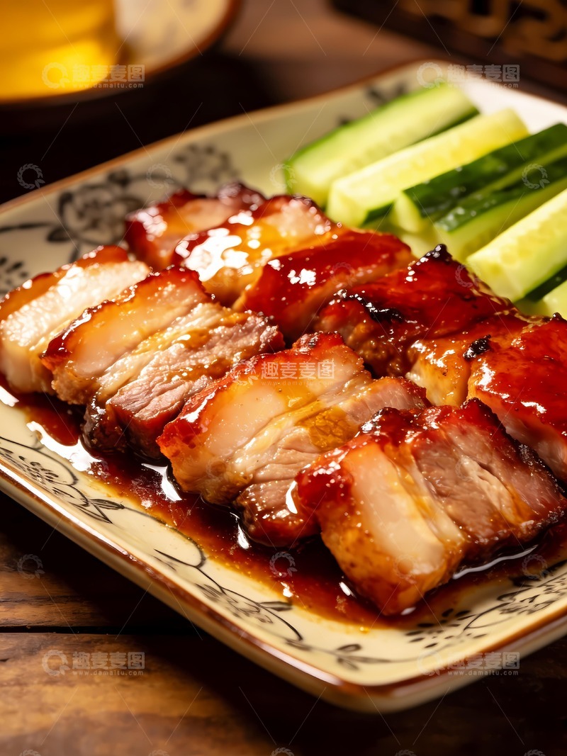 高清大图下载【趣麦麦图】-一盘叉烧肉美食