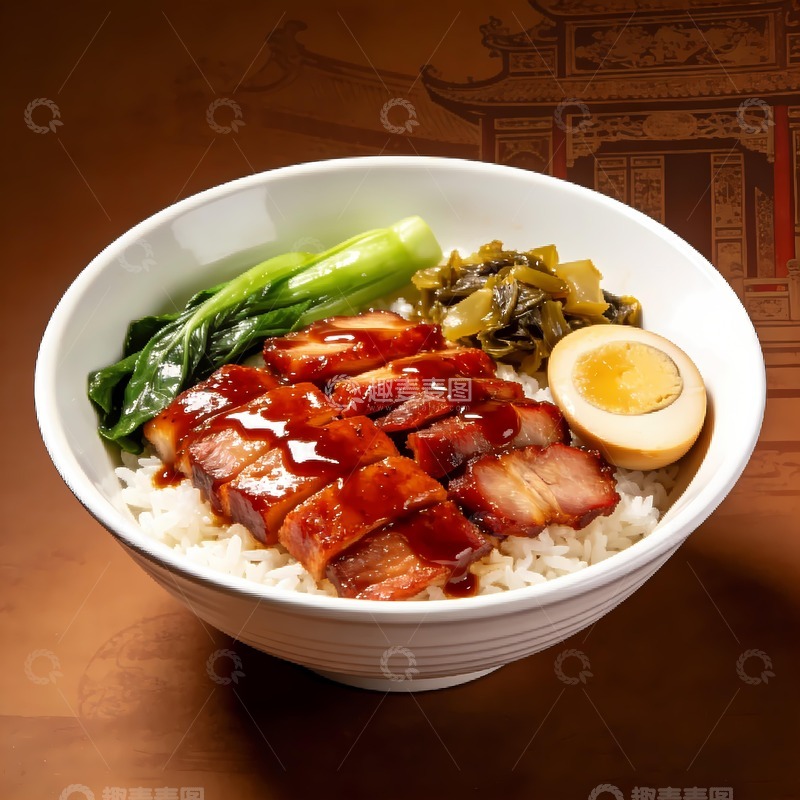 高清大图下载【趣麦麦图】一碗叉烧饭图片