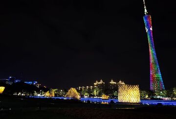 夜景广州塔灯光秀