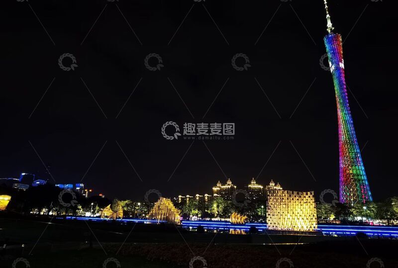 高清大图下载【趣麦麦图】夜景广州塔灯光秀