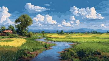 田园风光蓝天白云