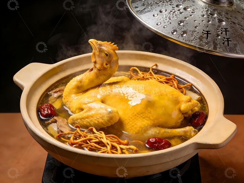 高清大图下载【趣麦麦图】一锅美味的盗汗鸡