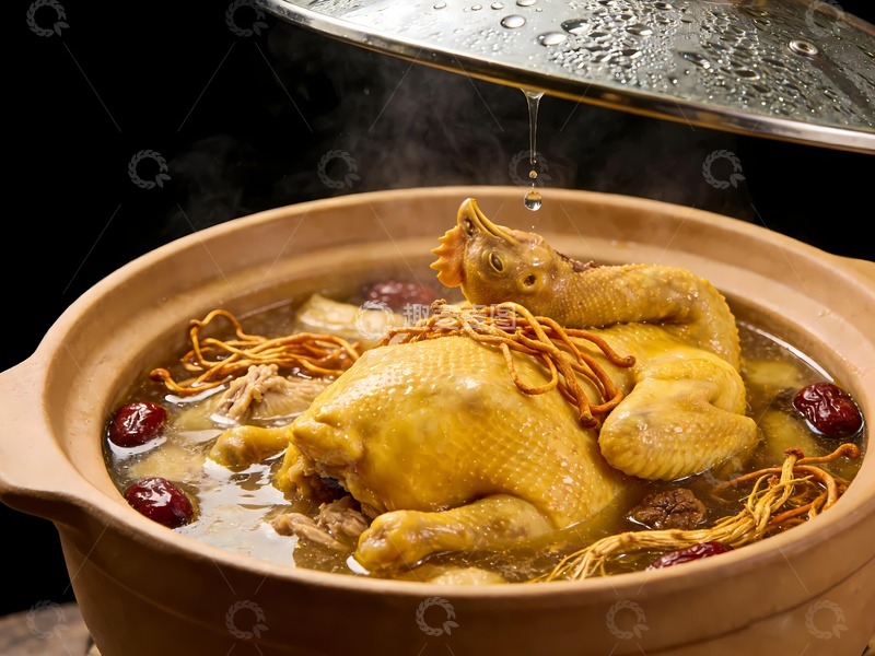 高清大图下载【趣麦麦图】盗汗鸡汽锅鸡蒸鸡