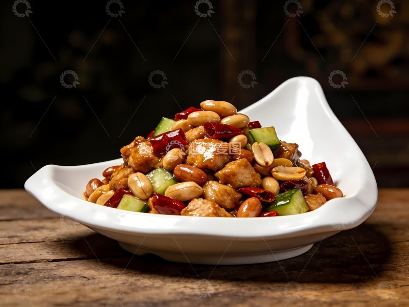 高清大图下载【趣麦麦图】一盘宫保鸡丁美食