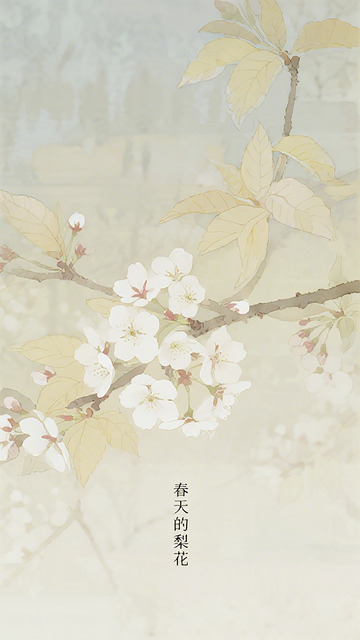 春日梨花水墨画