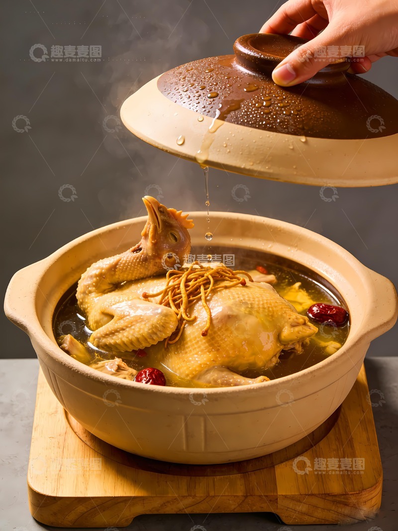 高清大图下载【趣麦麦图】揭开盖子盗汗鸡