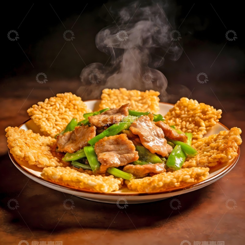 高清大图下载【趣麦麦图】一盘锅巴肉片