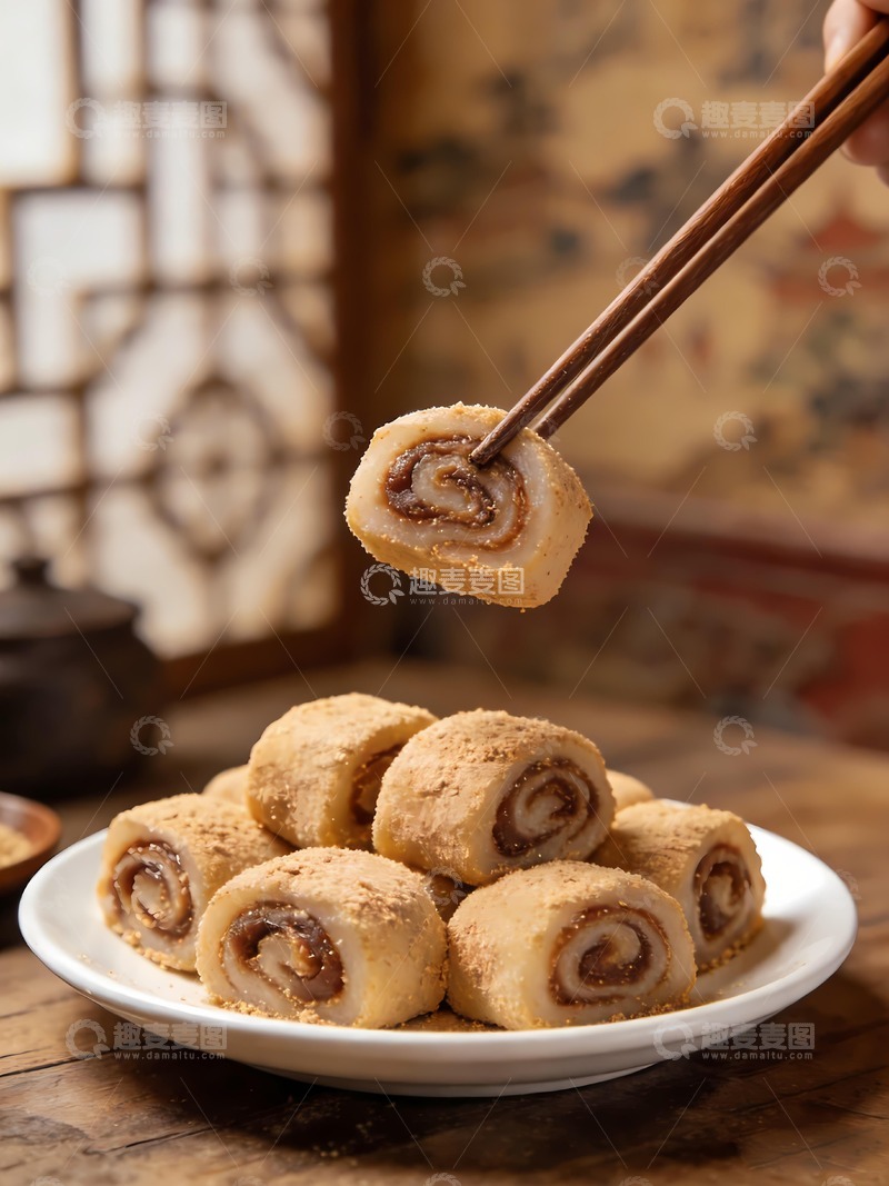 高清大图下载【趣麦麦图】特色小吃驴打滚