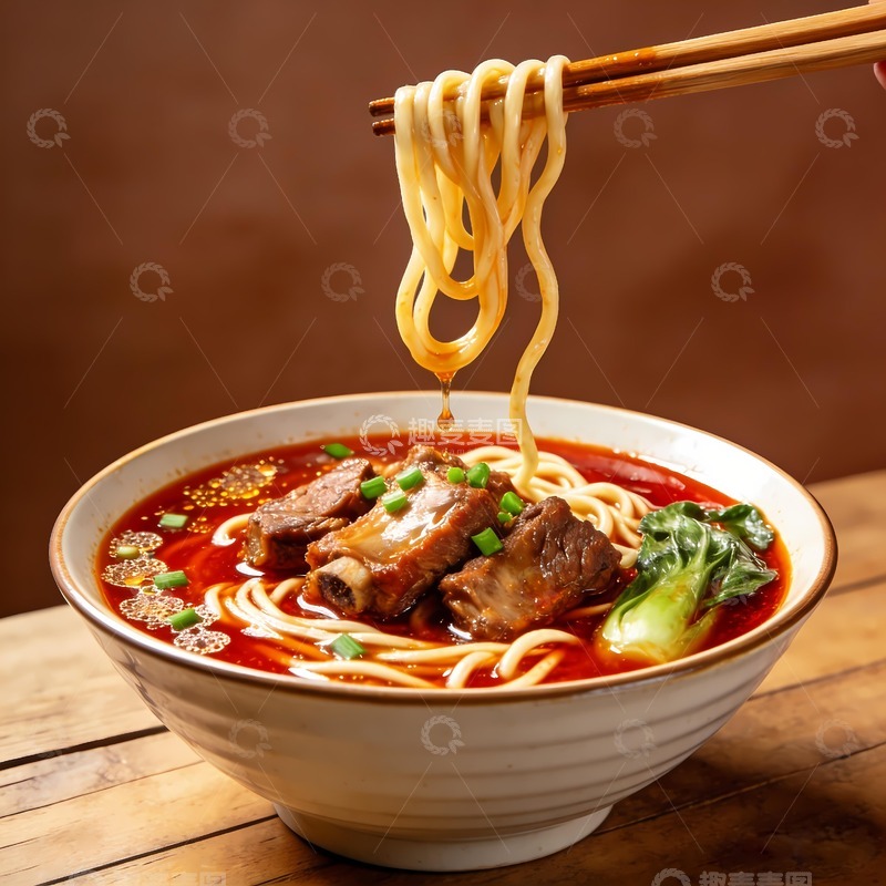 高清大图下载【趣麦麦图】一碗美味红烧排骨面